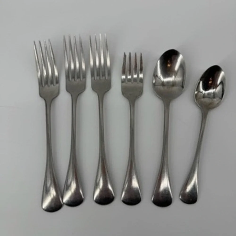 Oneida Round Tip Cabana‎ Stainless Flatware 6pc Lot Forks Spoons Replacement Set